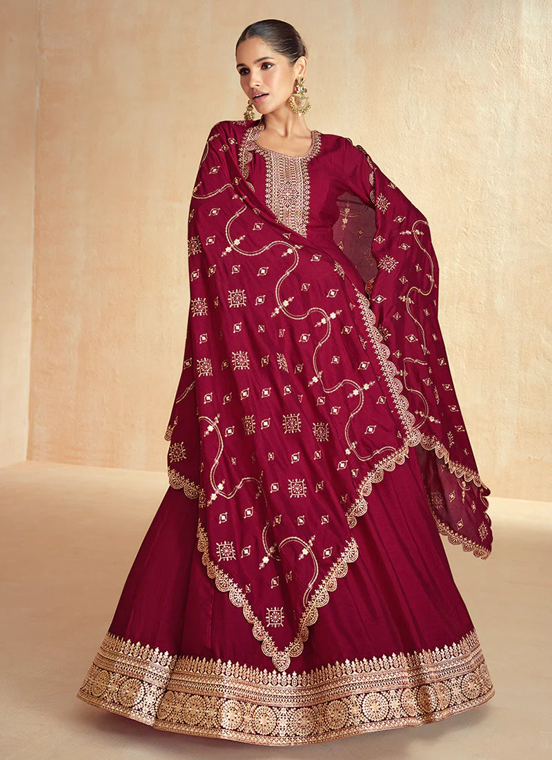 Discover Anarkali Gown for women and girls with long sleeves.