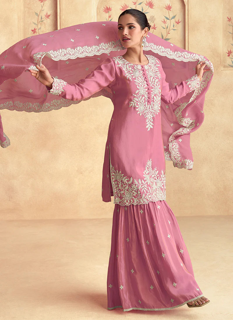 Buy designer Gharara with elegant embroidery work.
