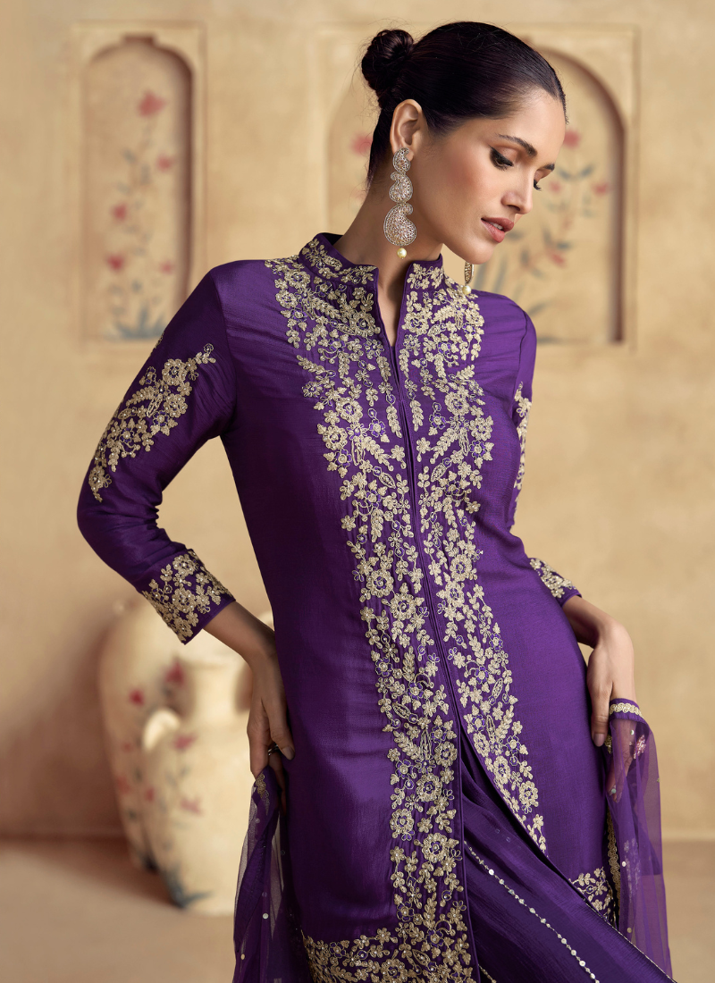 Buy embroidered Sharara Suit for weddings and festivals.