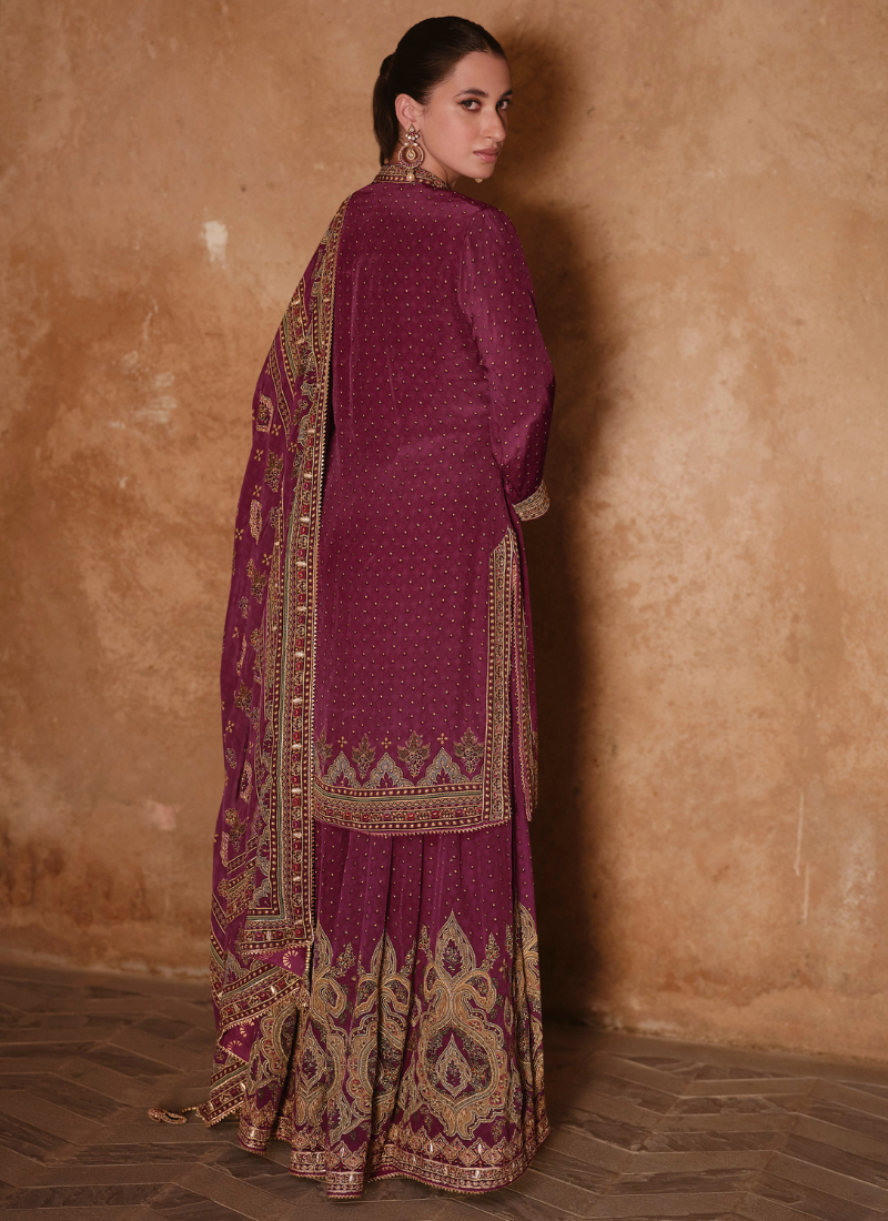 sharara suit designs include heavy embroidery, embellishments, prints, cuts, patterns, and other trending styles