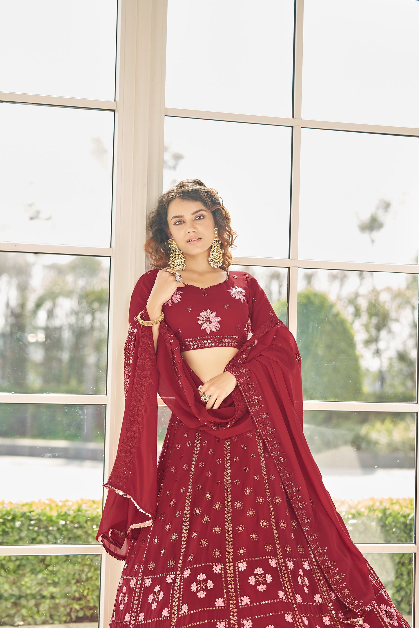 Buy embroidered Lehenga Choli for weddings and festivals.