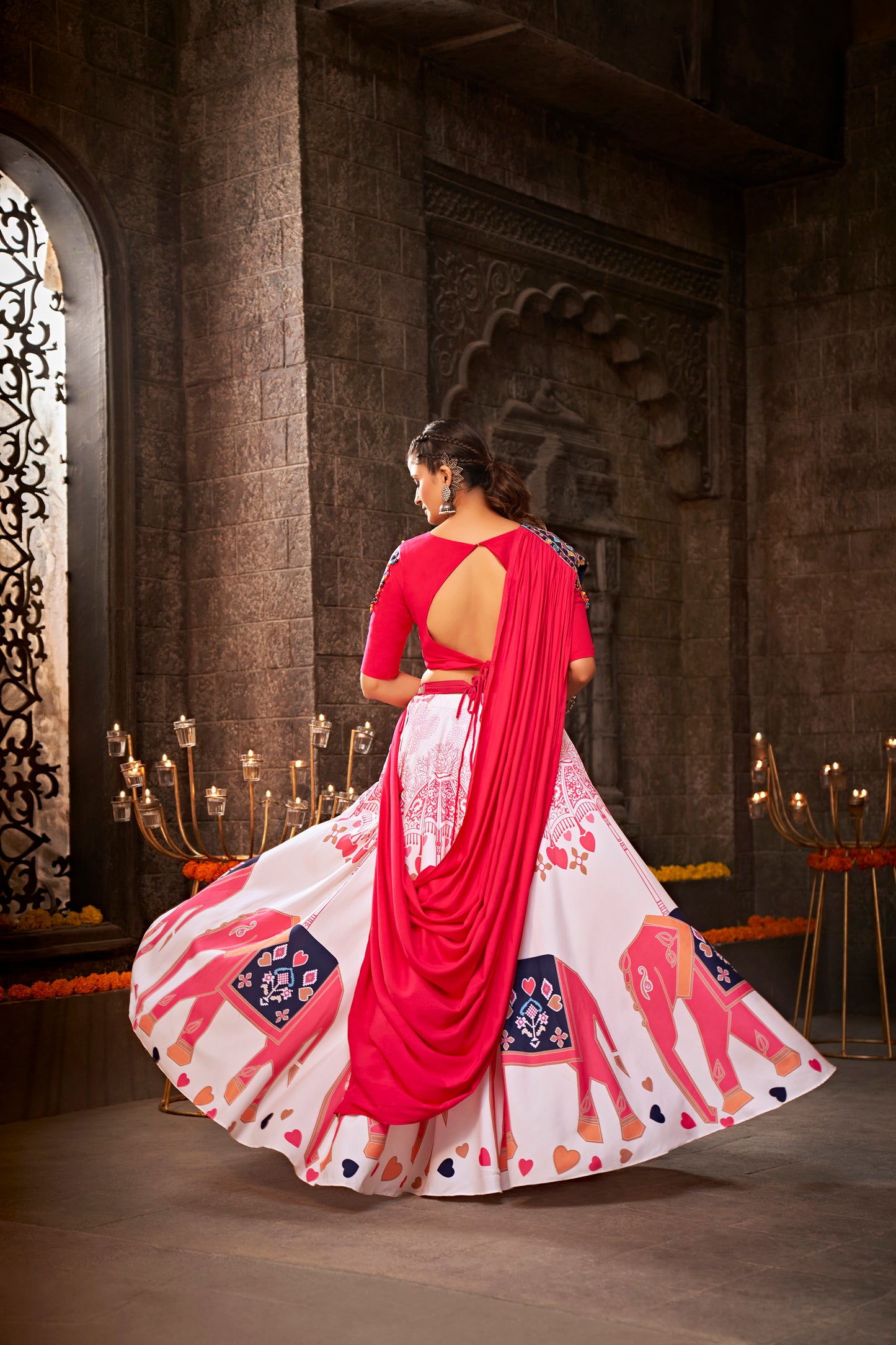 Bridal Chaniya Choli with intricate embroidery and mirror work