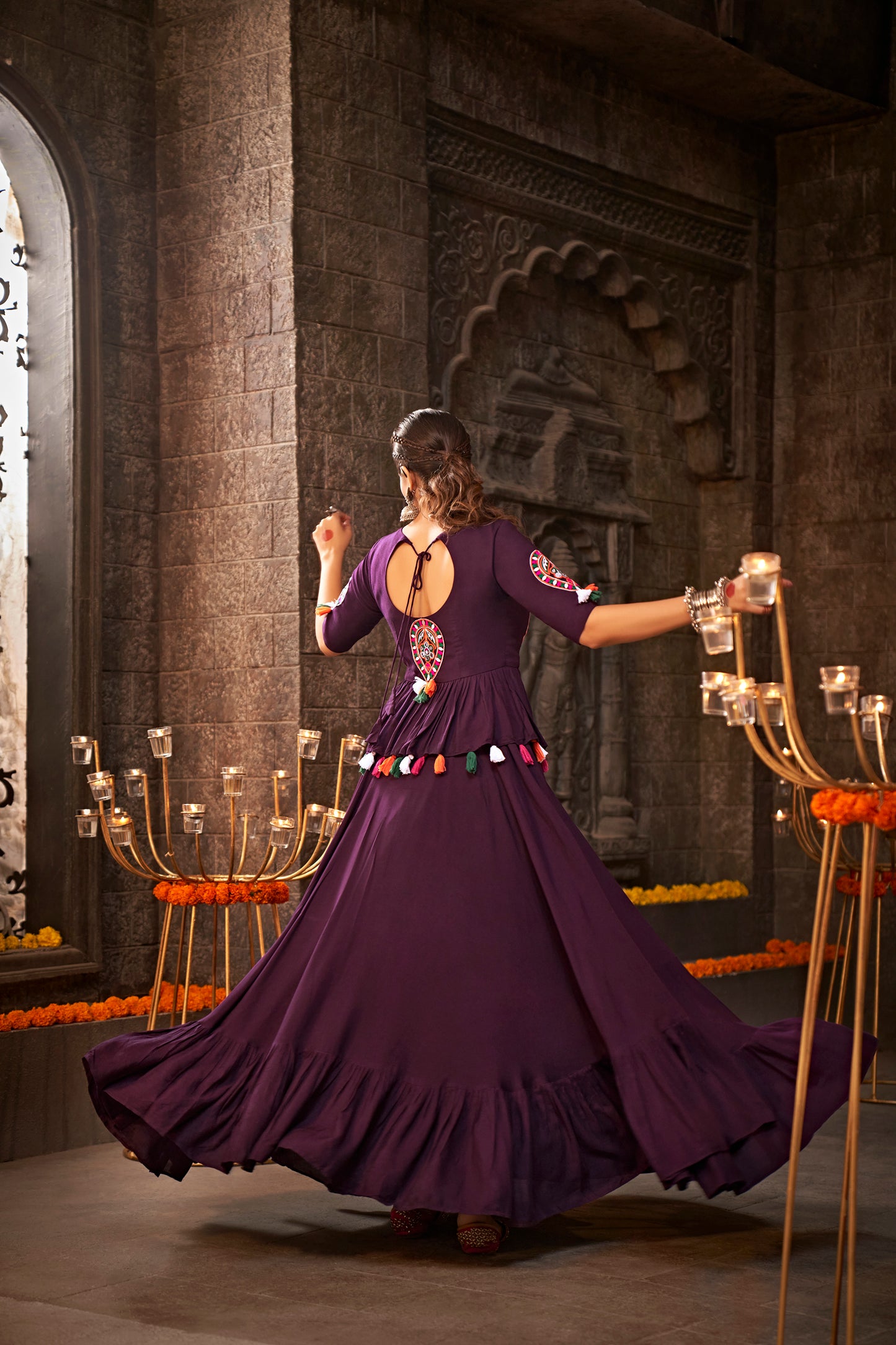 Bridal Chaniya Choli with intricate embroidery and mirror work