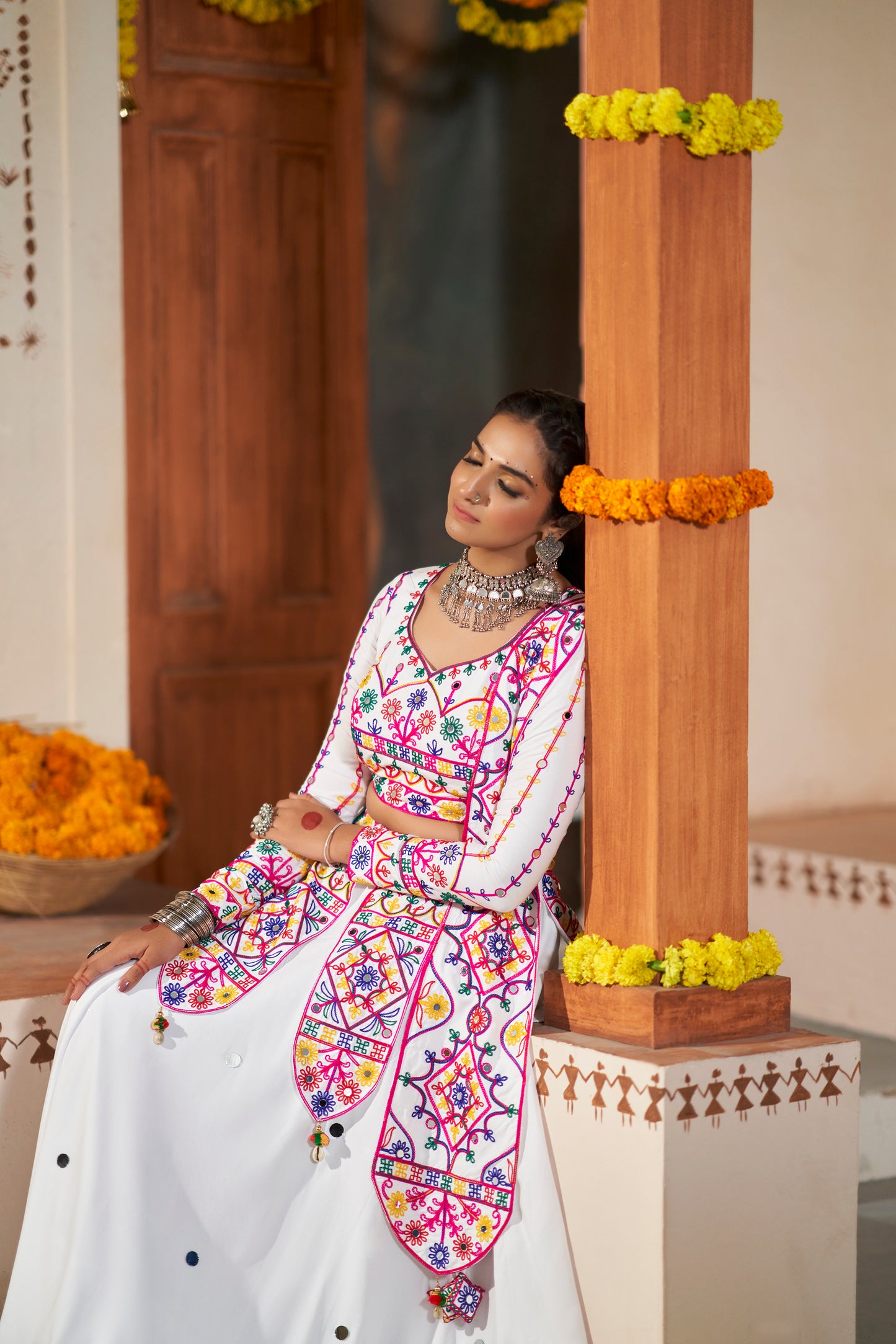 Bridal Chaniya Choli with intricate embroidery and mirror work