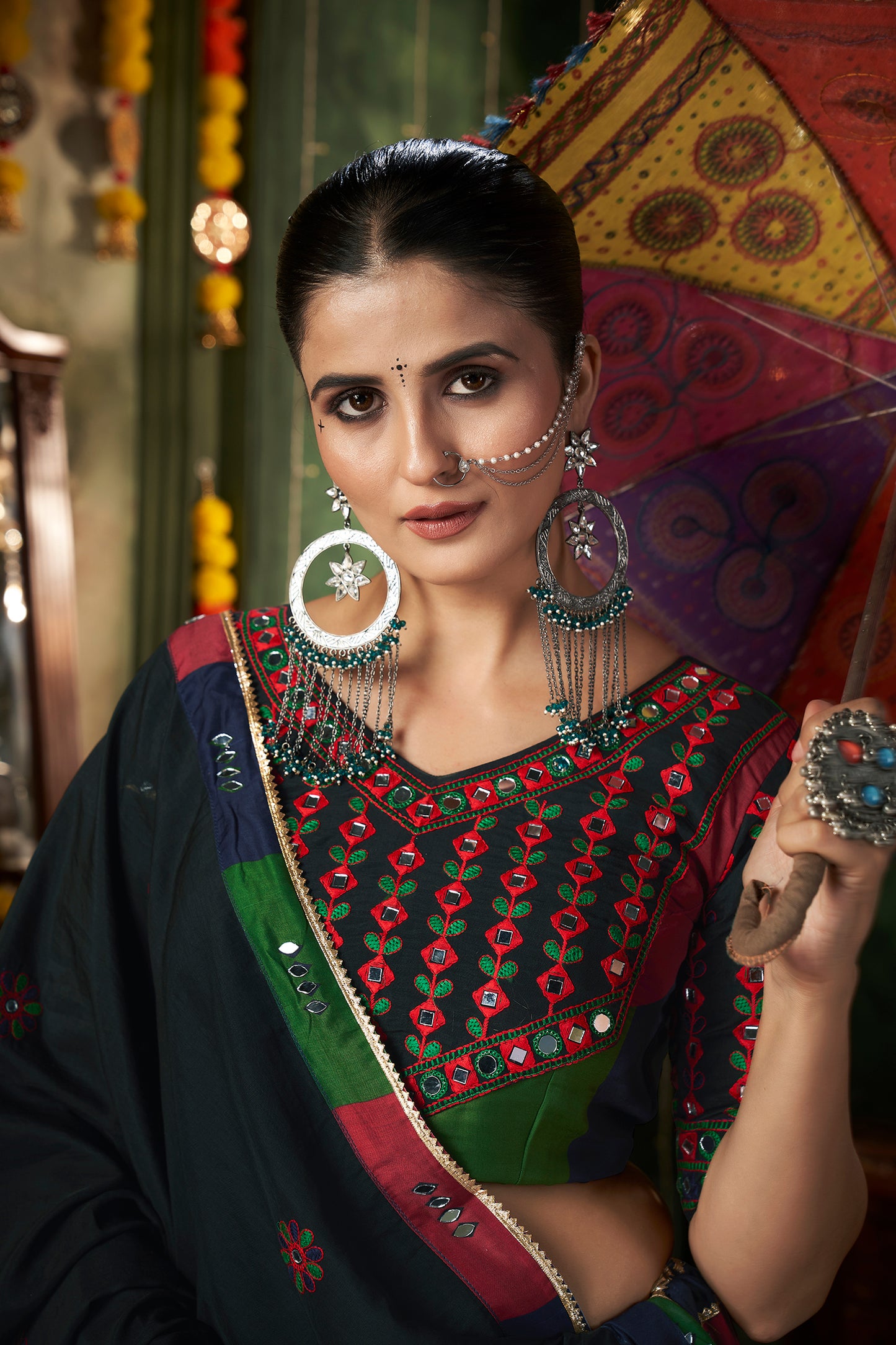 Bridal Chaniya Choli with intricate embroidery and mirror work