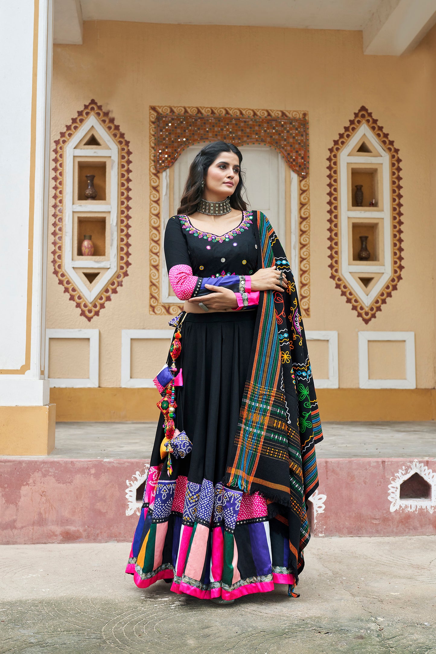 Bridal Chaniya Choli with intricate embroidery and mirror work