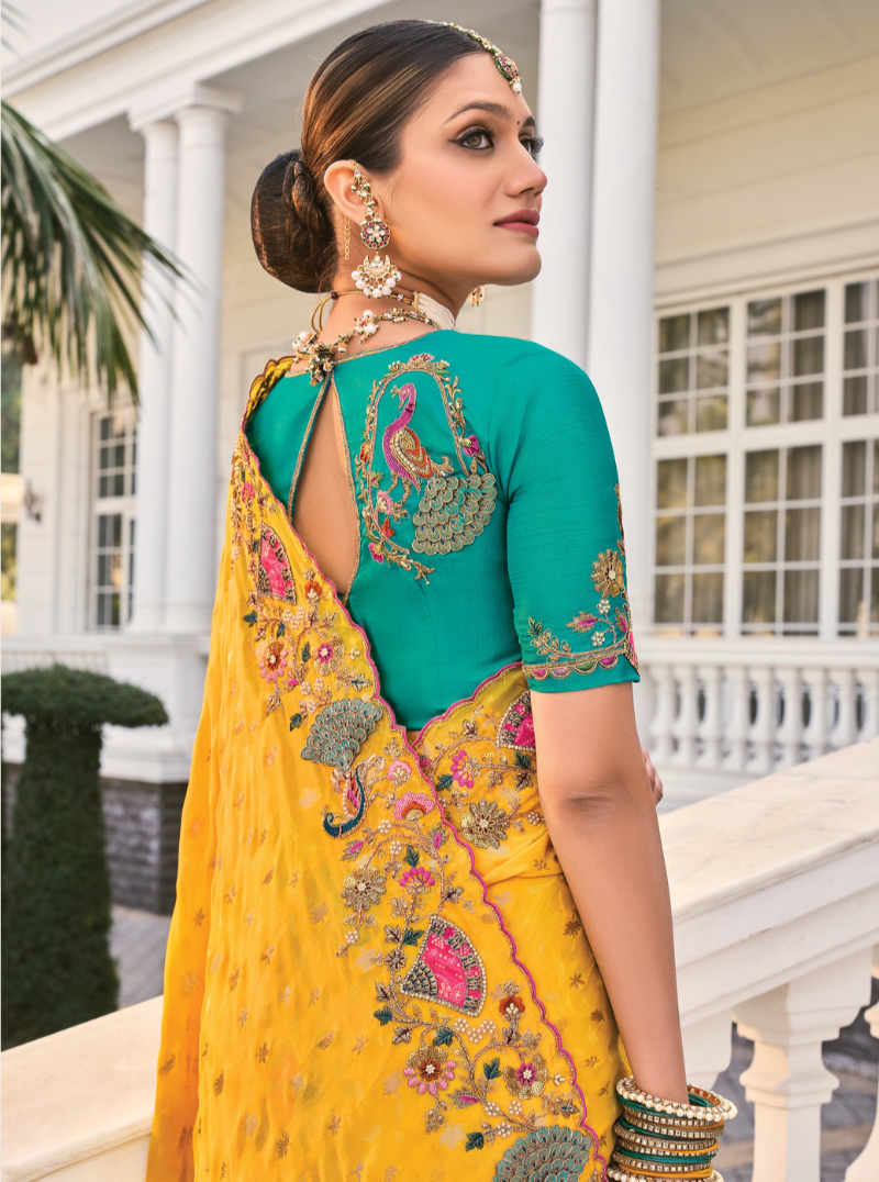 shop online readymade saree with contrast blouse