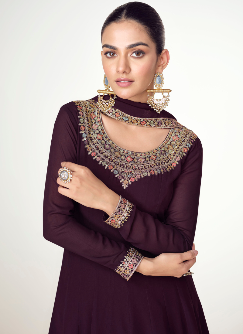 Buy designer Anarkali Suit with elegant embroidery work