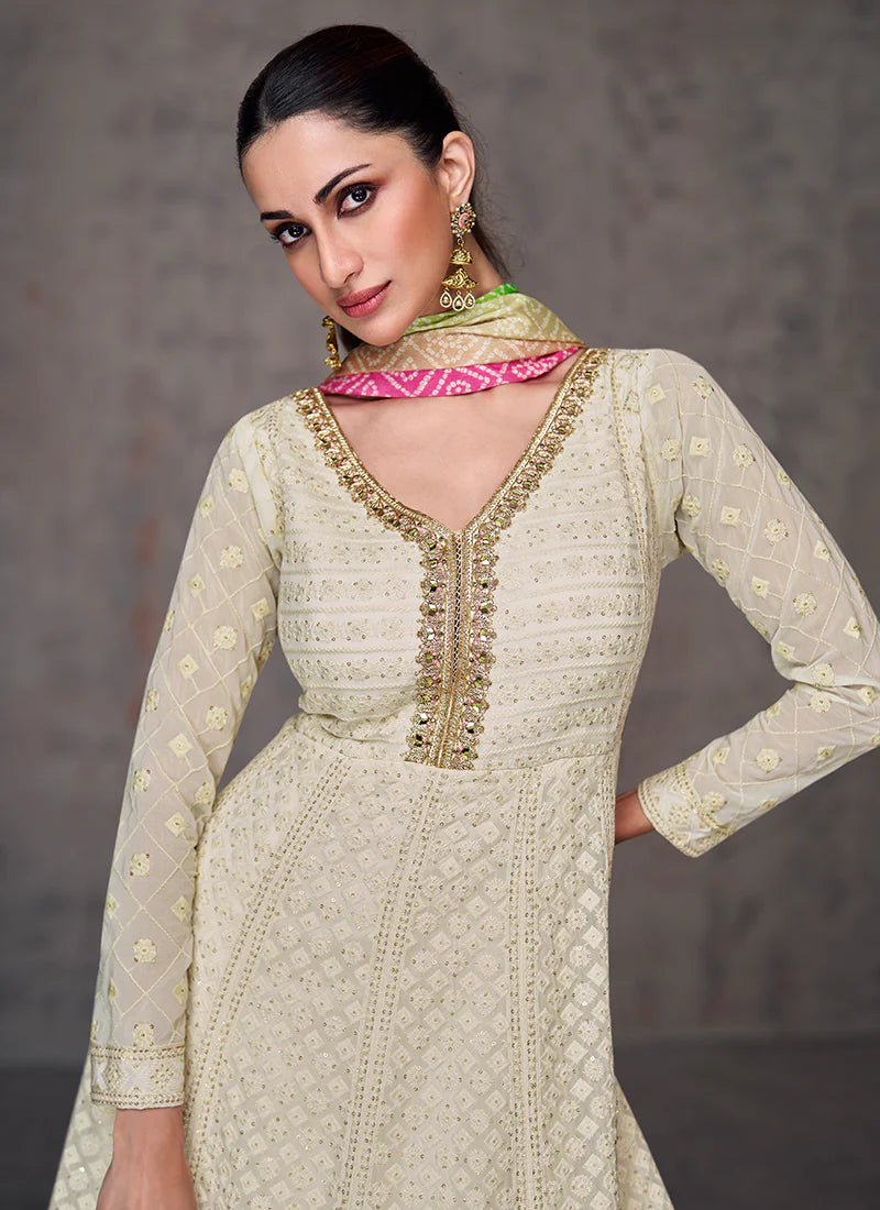 Find occasion-ready Gown with dupatta and designer details.