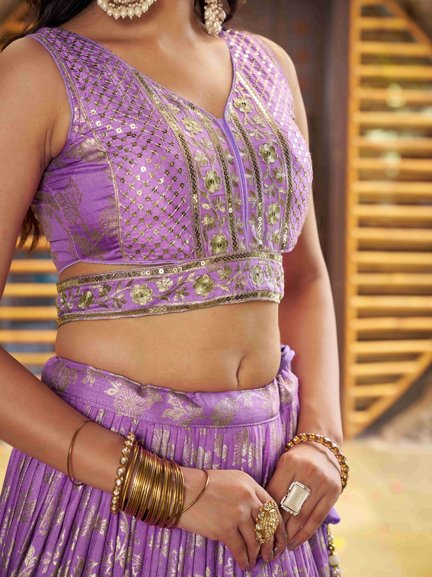 Lavender Dola Silk Lehenga Choli with Mirror Embroidery – Perfect for Diwali Party Wear & Bridesmaid Ensembles