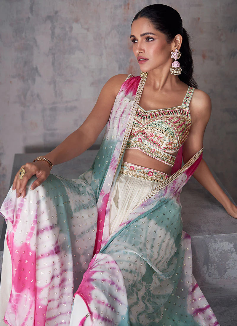 Buy embroidered Palazzo Suit for weddings and festivals.