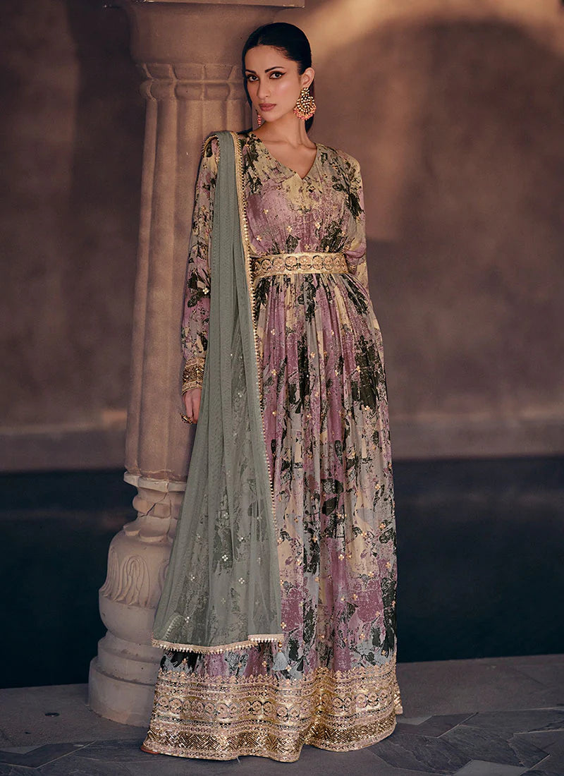 Buy embroidered Anarkali Gown for weddings and festivals.