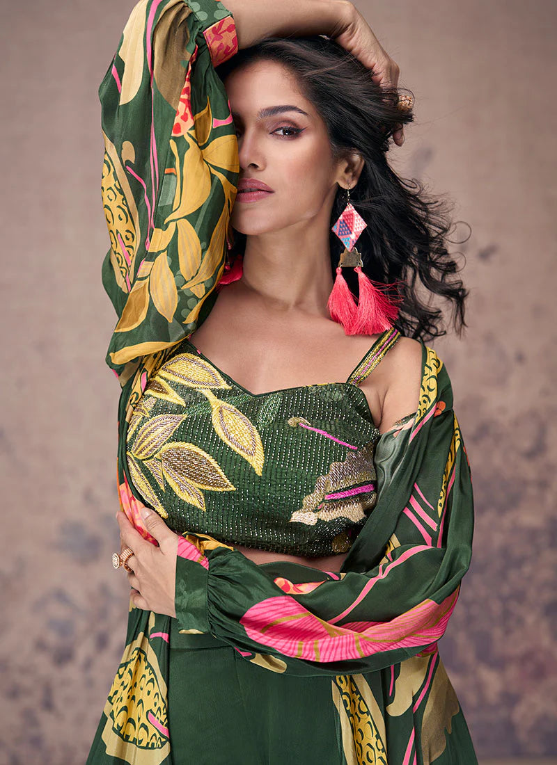 Buy embroidered Palazzo Suit for weddings and festivals.