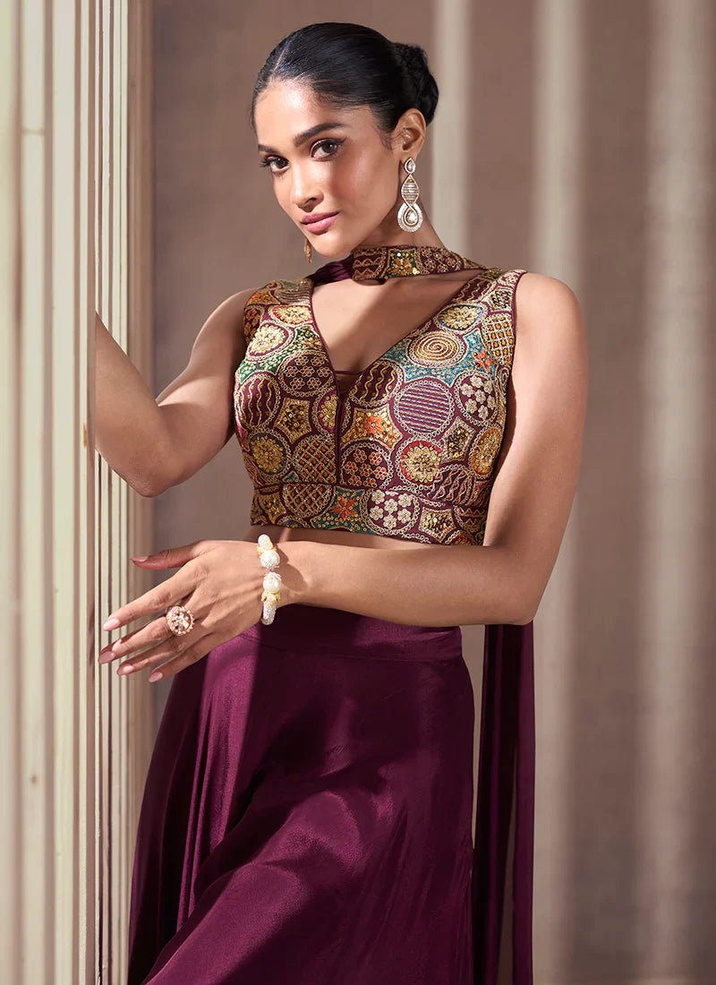 Buy designer Palazzo Suit with elegant embroidery work.