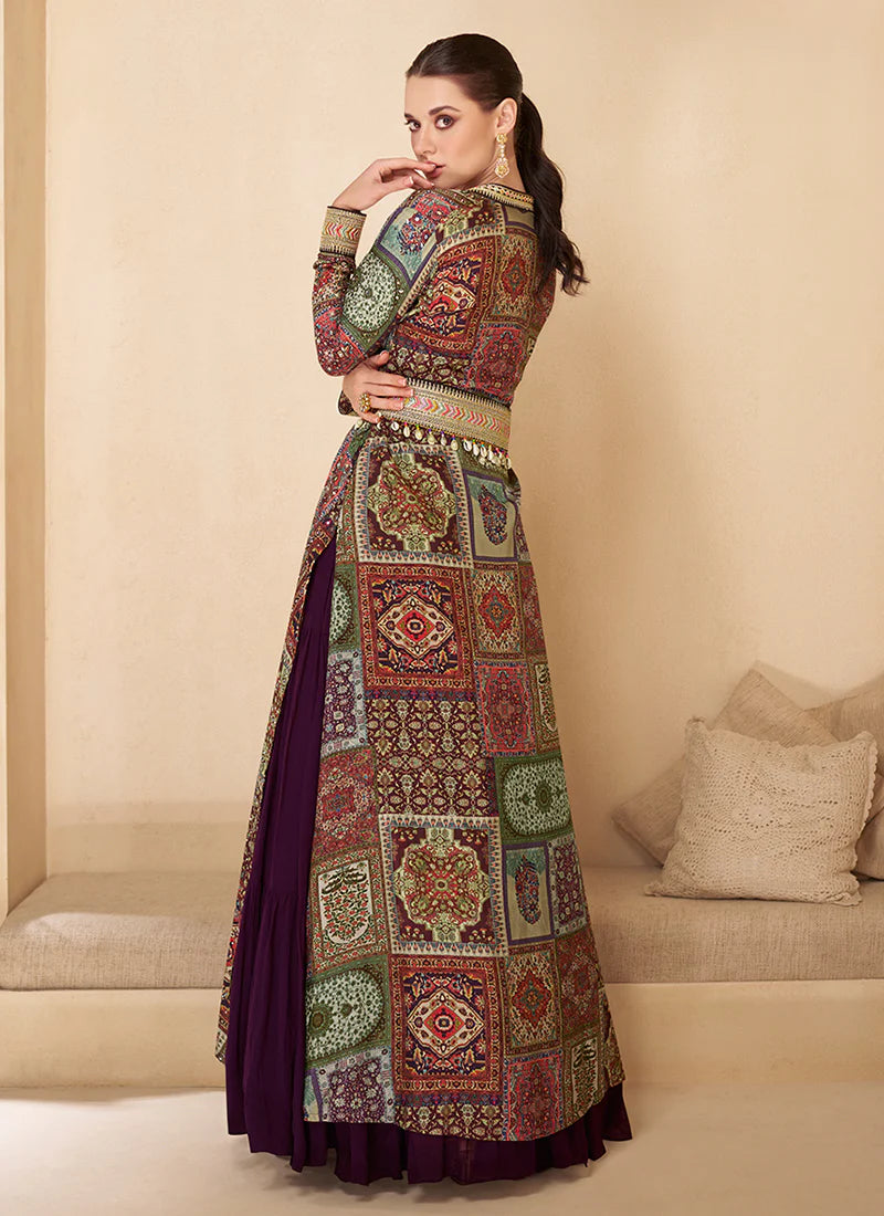 Buy embroidered Gown Anarkali with Jacket for weddings and festivals.