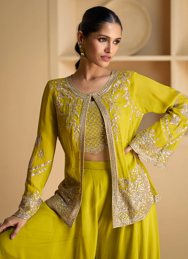uy embroidered Palazzo Suit for weddings and festivals.