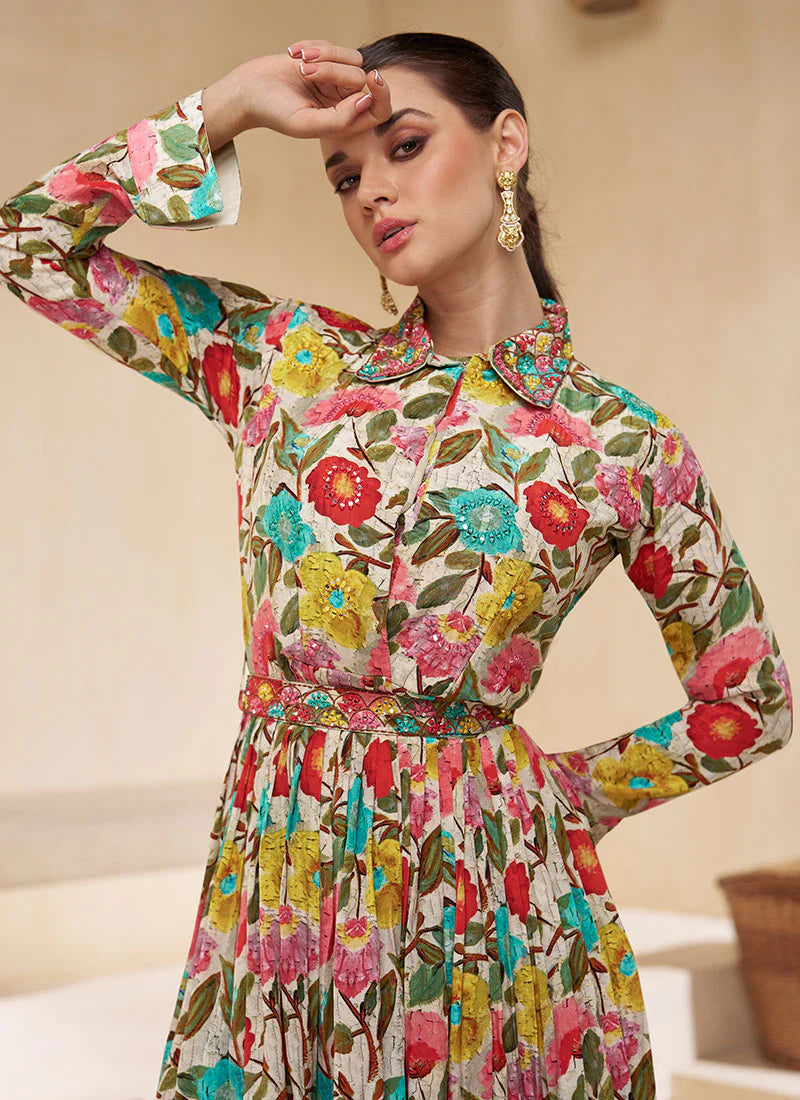 Buy designer Sharara Suit with elegant embroidery work.