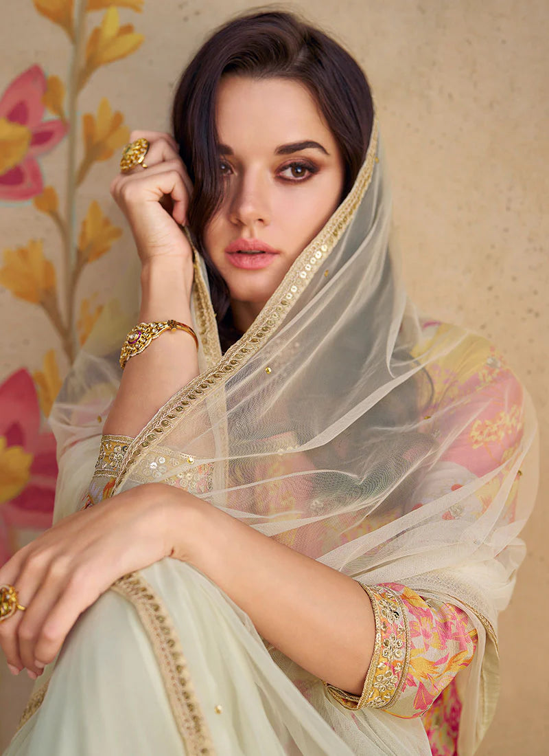 Buy designer Gharara with elegant embroidery work.