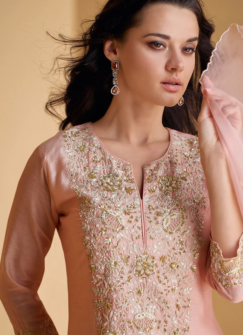 Buy designer Sharara Suit with elegant embroidery work.