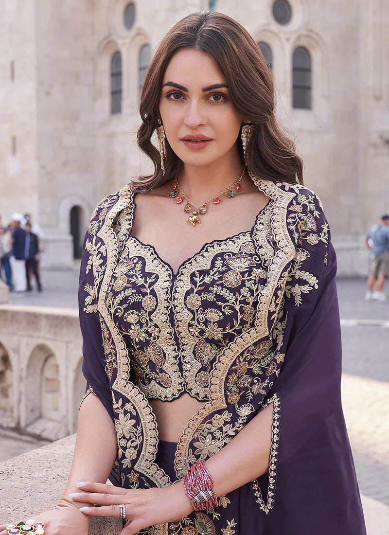 Buy embroidered Palazzo Suit for weddings and festivals.