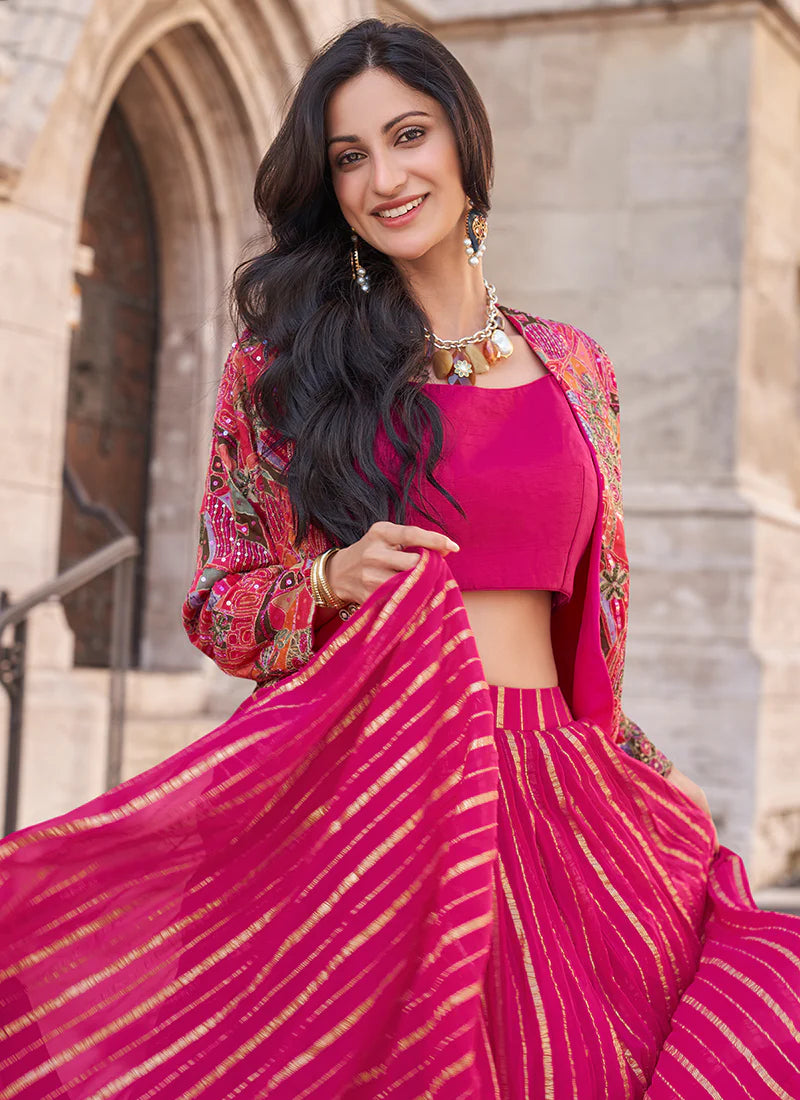 Shop Jacket Style Lehenga for weddings and festive occasions.