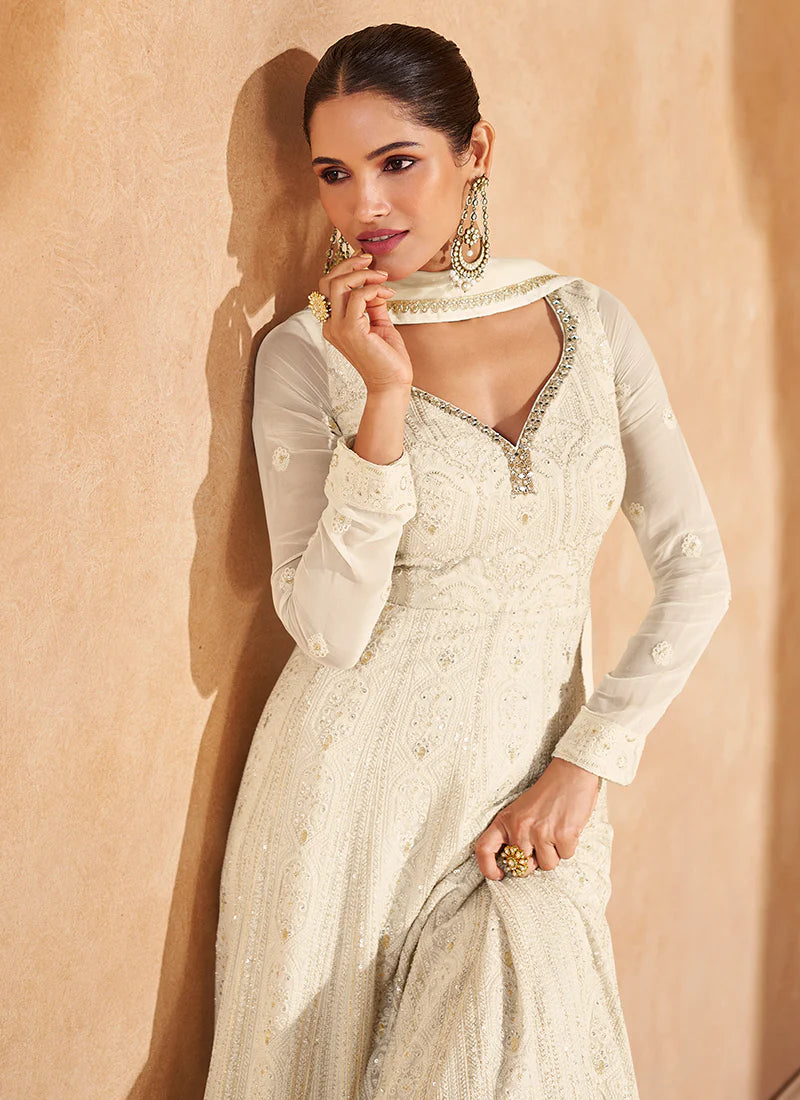 Buy designer Anarkali with elegant embroidery work.
