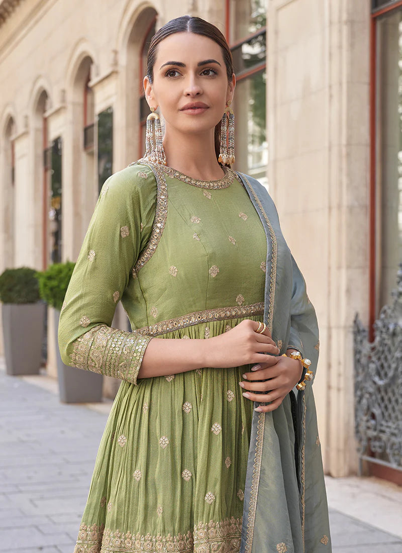 Buy designer Palazzo Suit with elegant embroidery work.