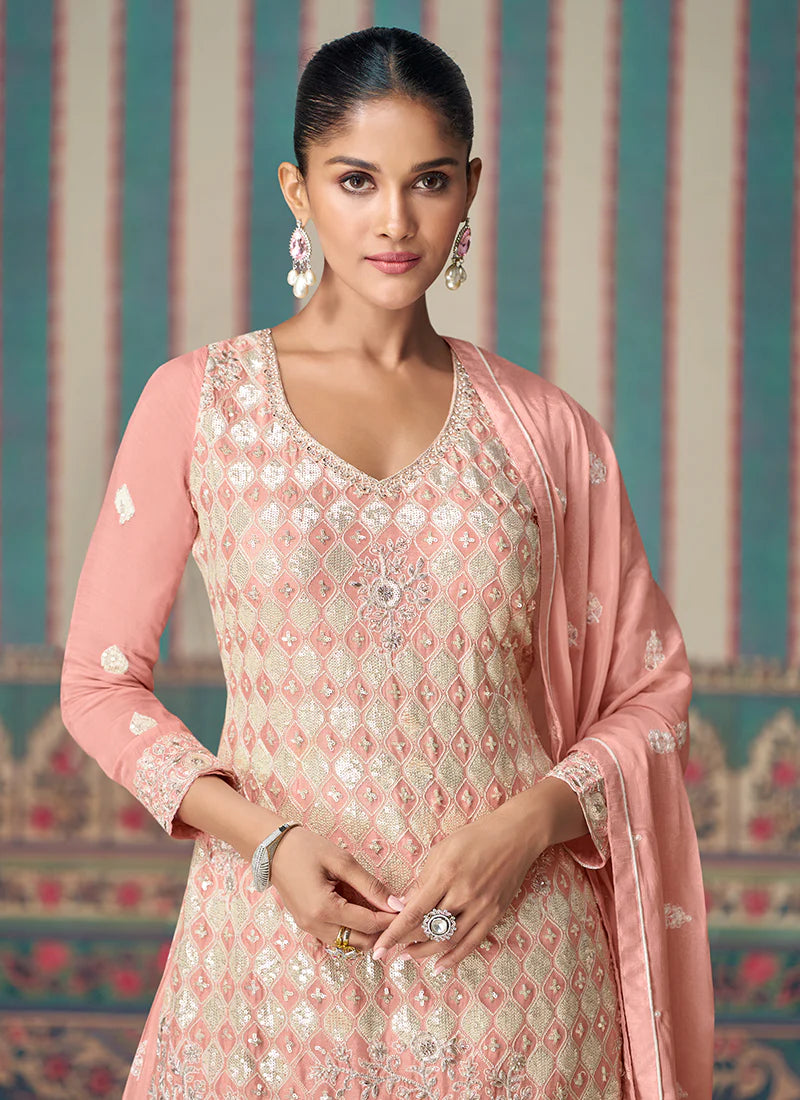 Buy embroidered Sharara Suit for weddings and festivals.