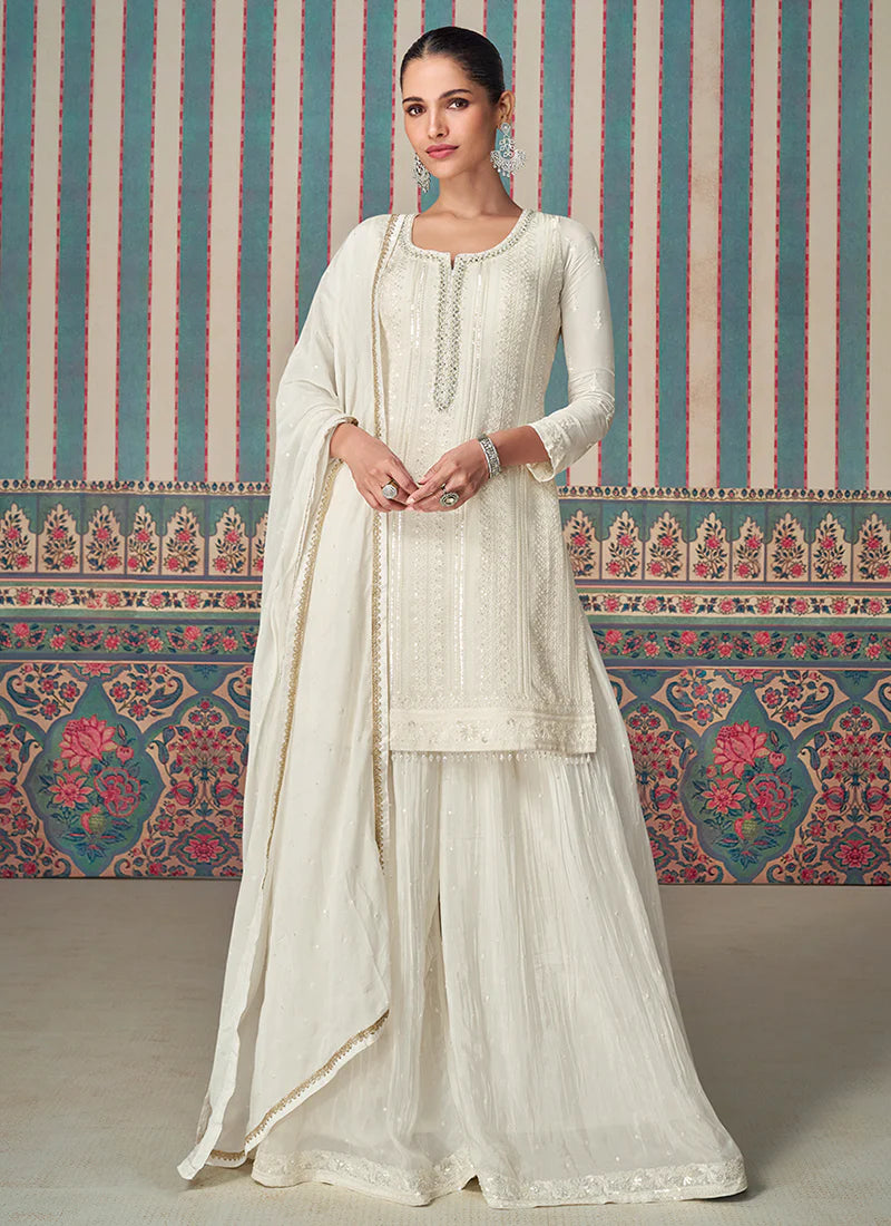 Buy embroidered Sharara Suit for weddings and festivals.