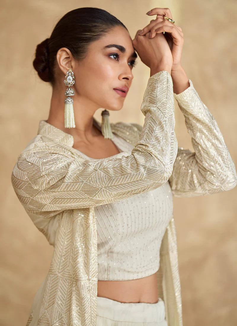 Find Jacket Style Lehenga for Indian weddings and Pakistani festivals.