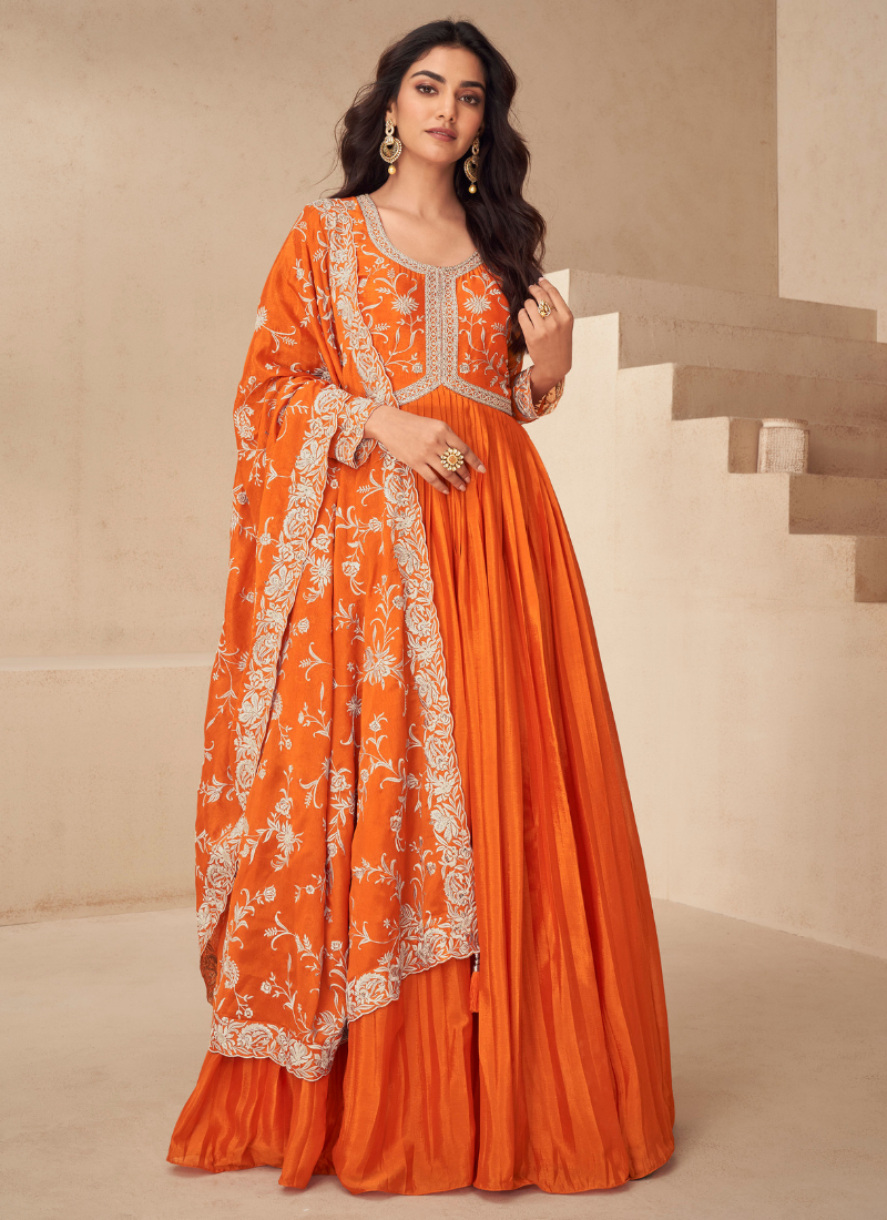 Buy embroidered Anarkali Gown for weddings and festivals.
