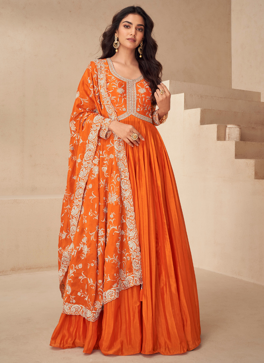 Buy embroidered Anarkali Gown for weddings and festivals.