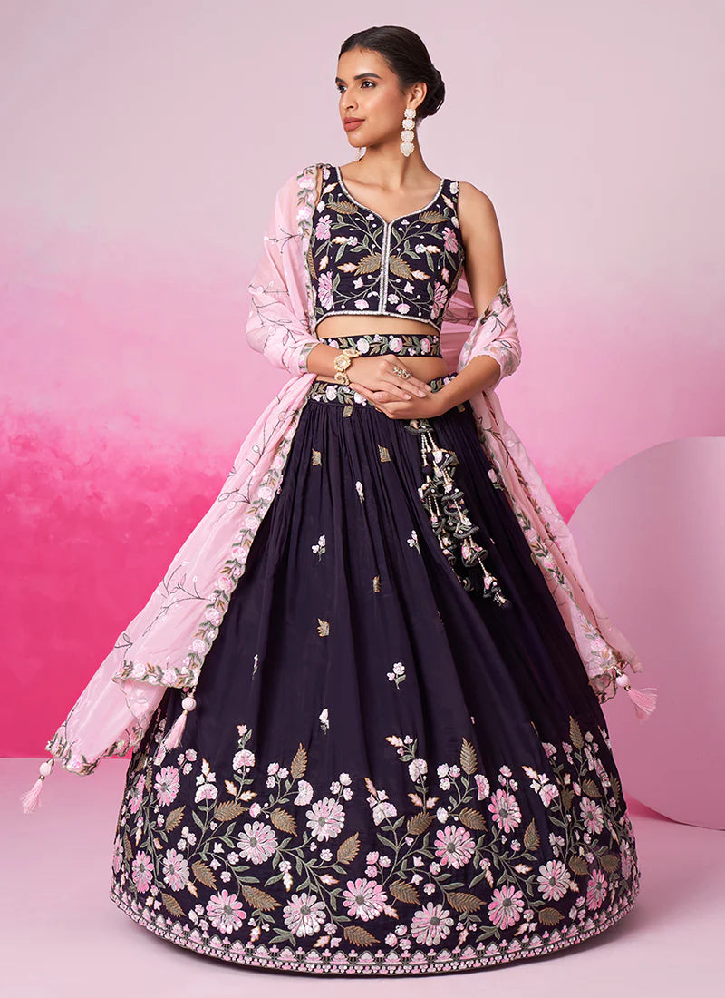 Buy embroidered Lehenga Choli for weddings and festivals.