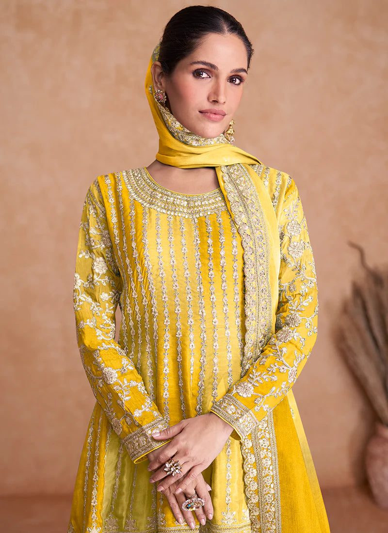 Buy designer Gharara with elegant embroidery work.