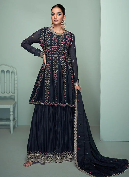 Blue Gharara Style Suit
