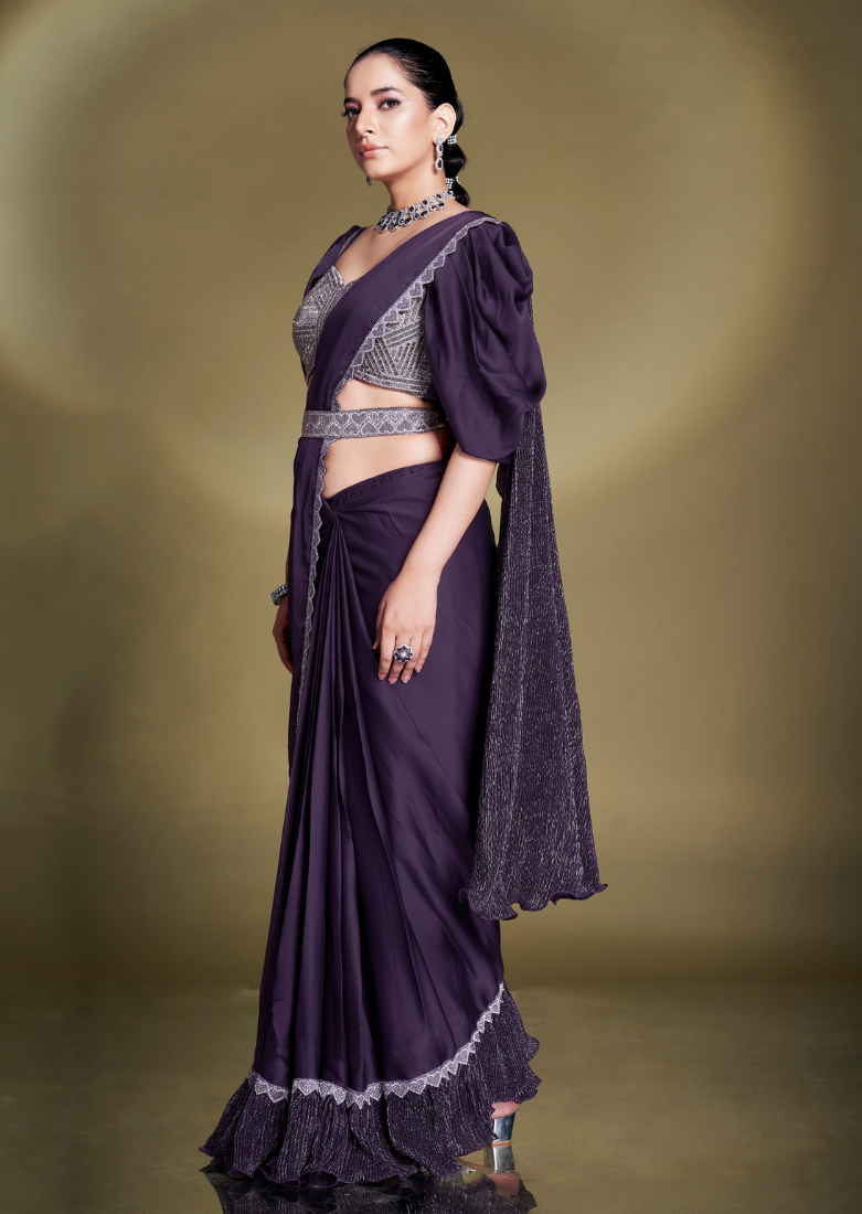 satin silk saree for sangeet