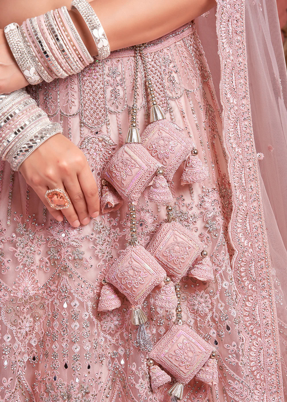 Premium Pink Bridal Lehenga with Heavy Zarkan Embroidery