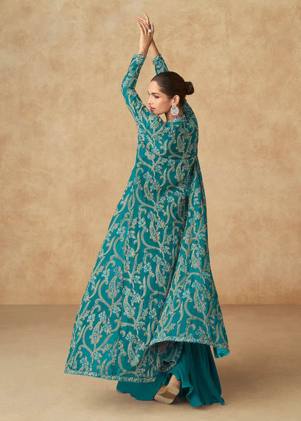 Buy designer Palazzo Suit with elegant embroidery work.