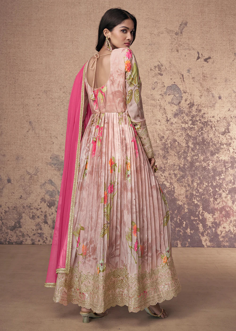 Discover Anarkali Gown for women and girls with long sleeves.