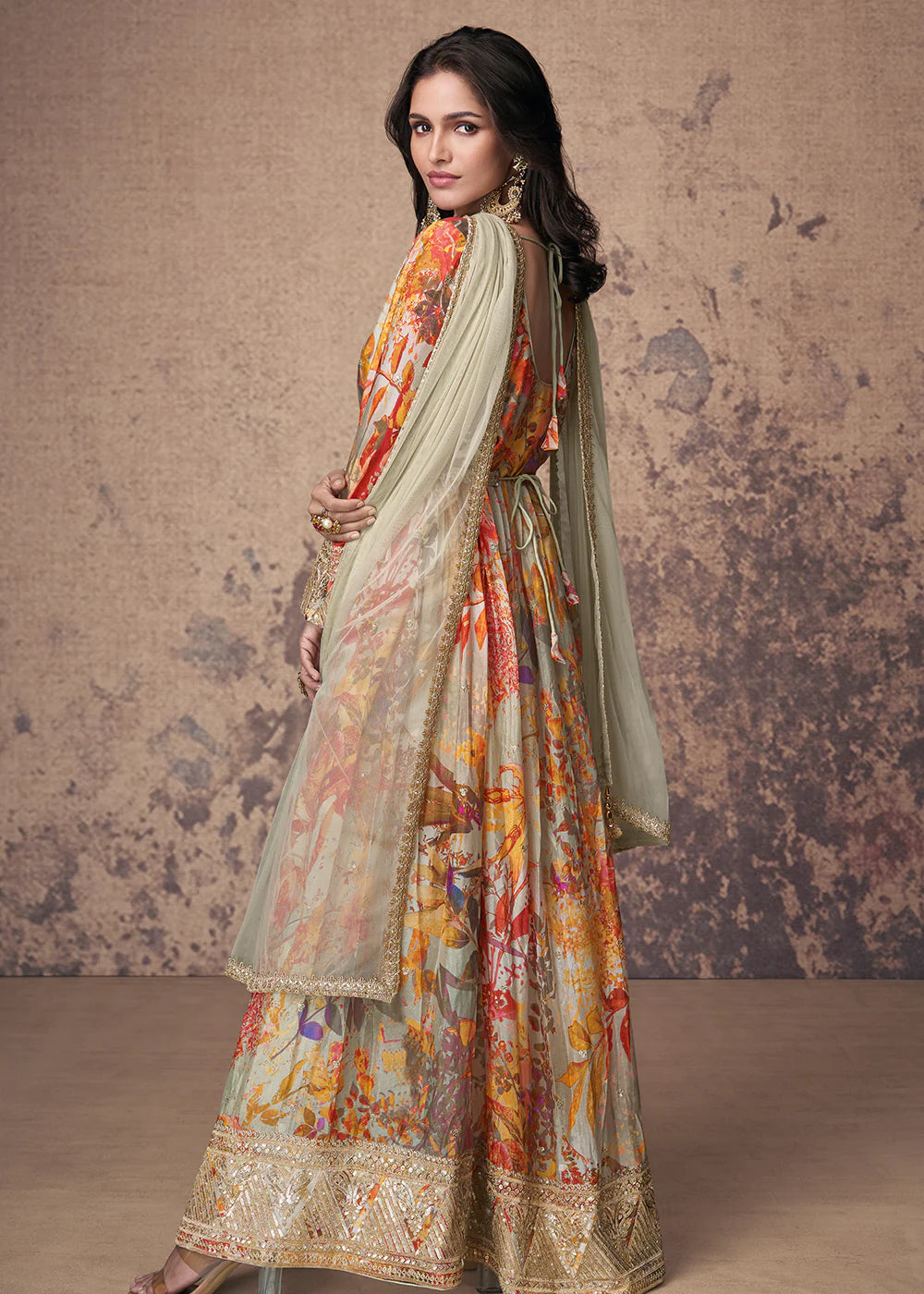 Discover Anarkali Gown for women and girls with long sleeves.