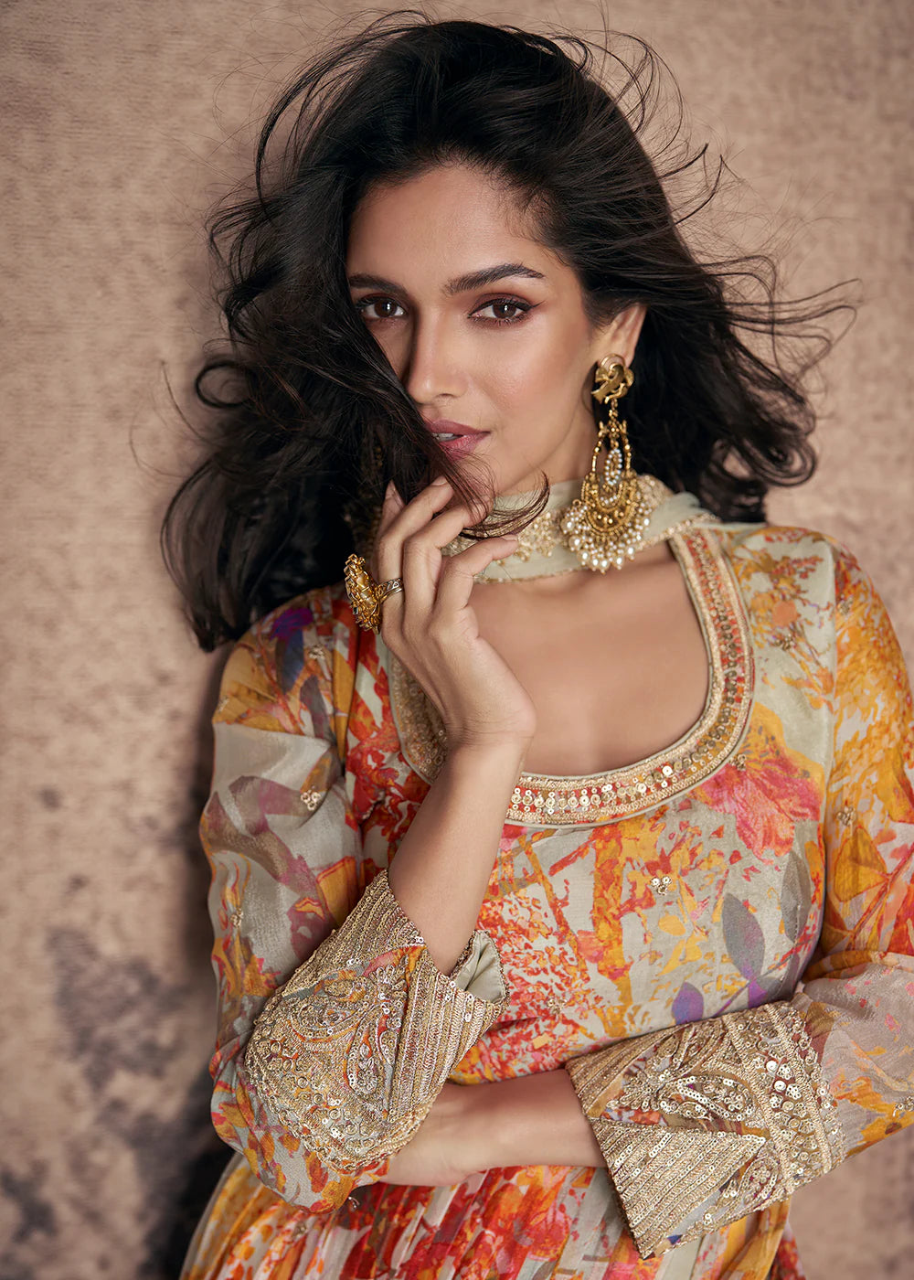 Buy embroidered Anarkali Gown for weddings and festivals.