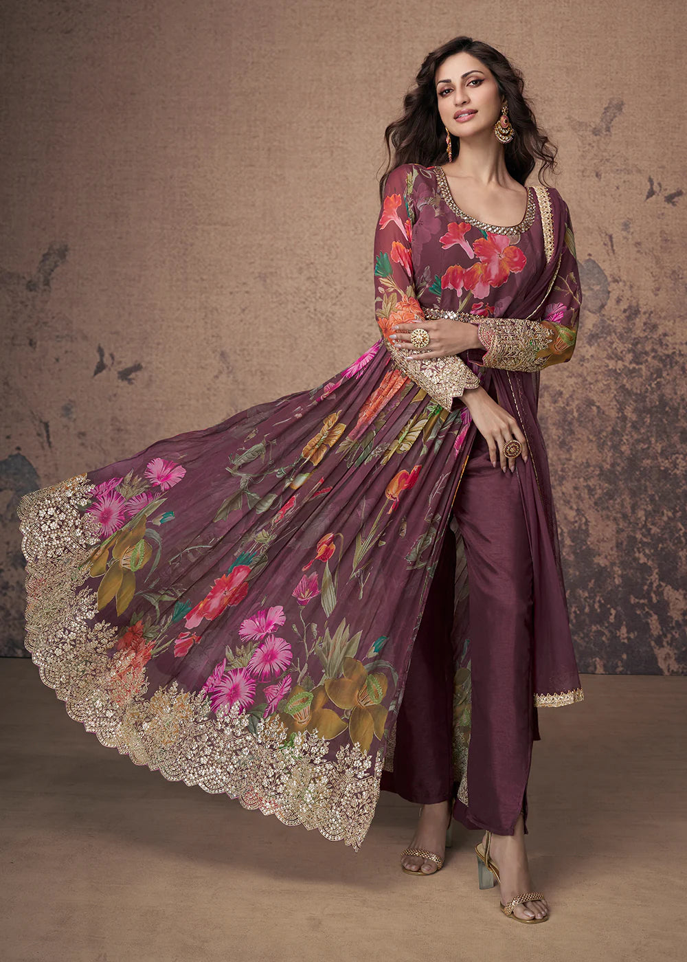 Buy embroidered Anarkali Gown for weddings and festivals.