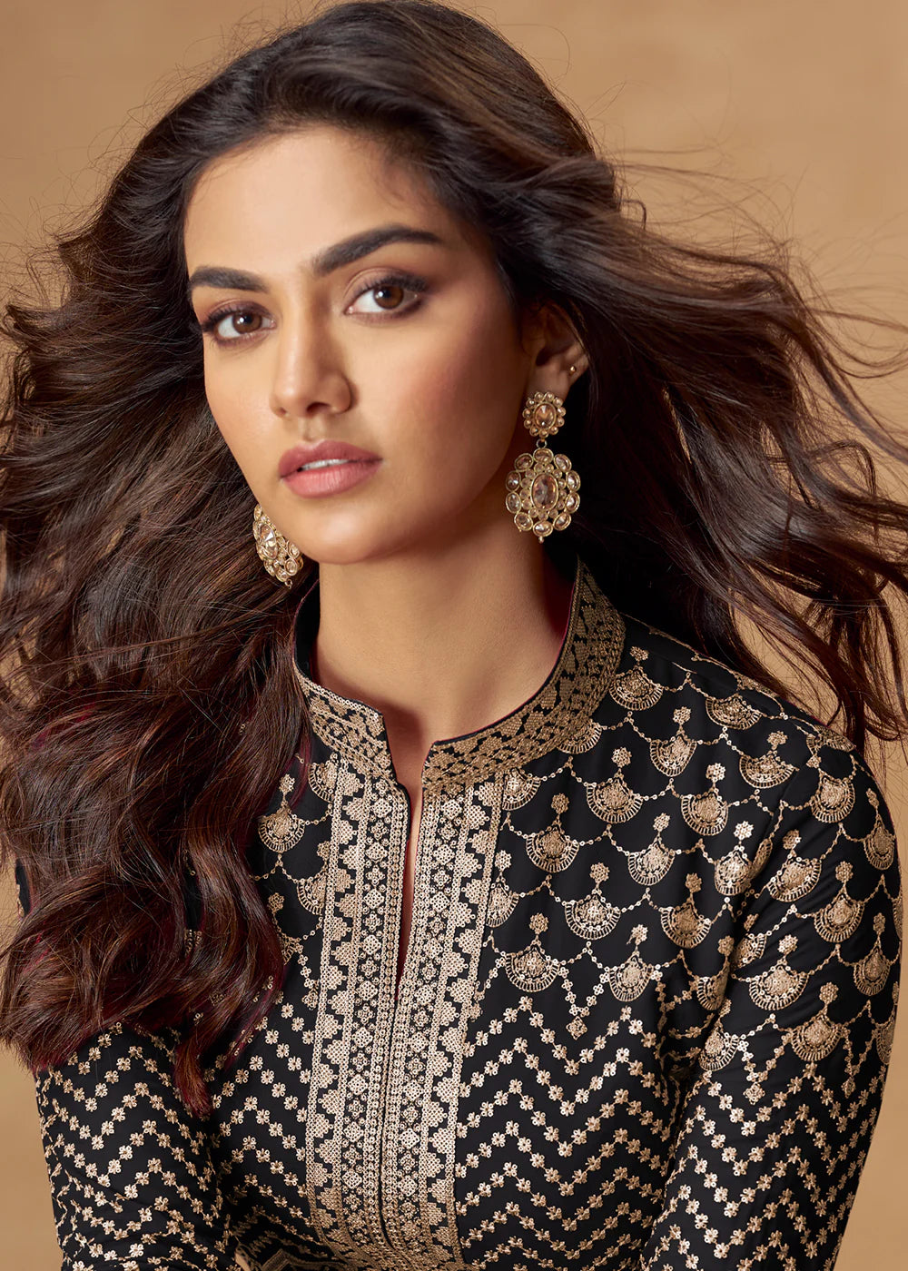 Black Heavy Embroidered Georgette Anarkali Suit for Pakistani & Punjabi Festive Wear
