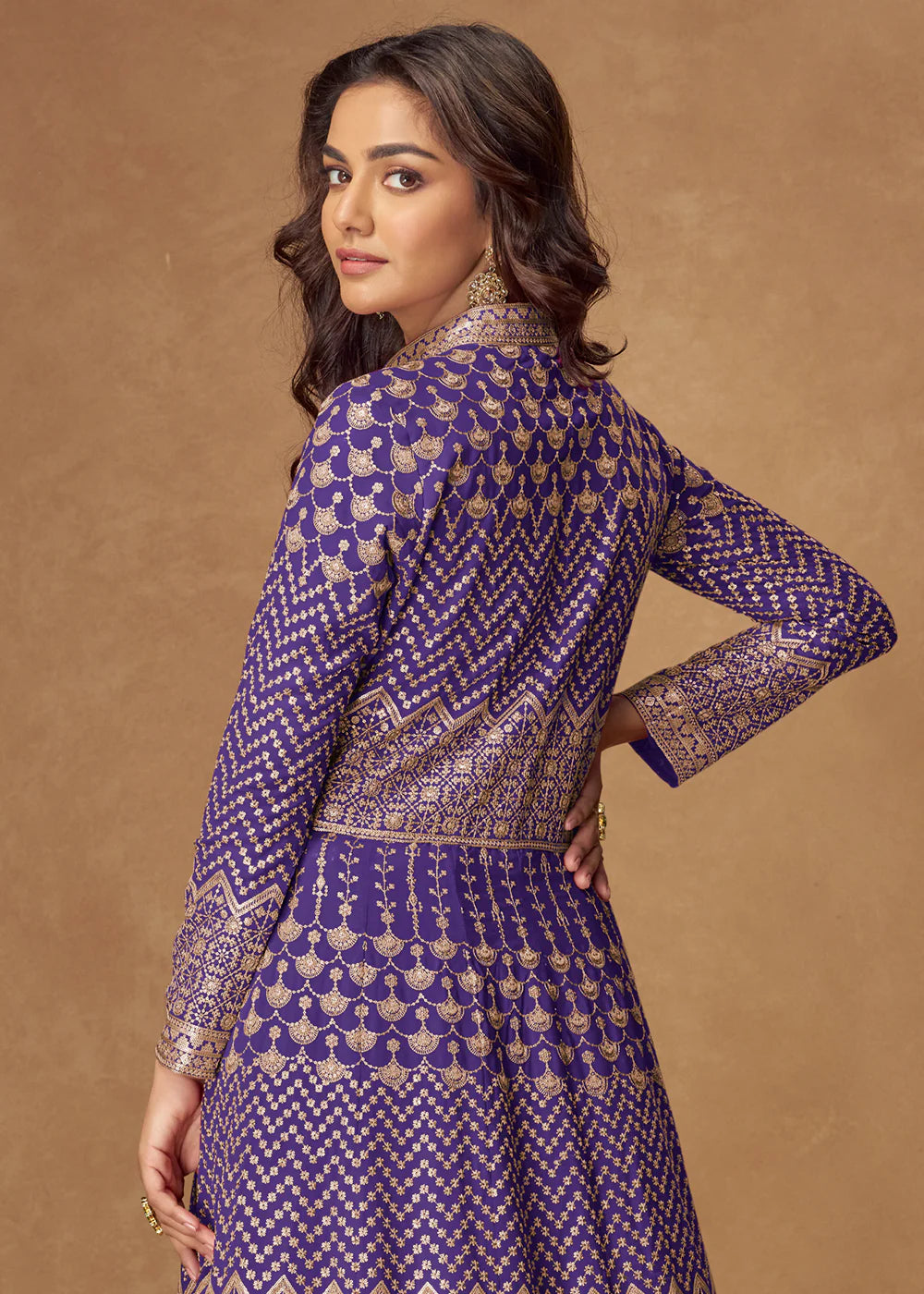 Purple Georgette Embroidered Anarkali Suit for Indian & Pakistani Occasions