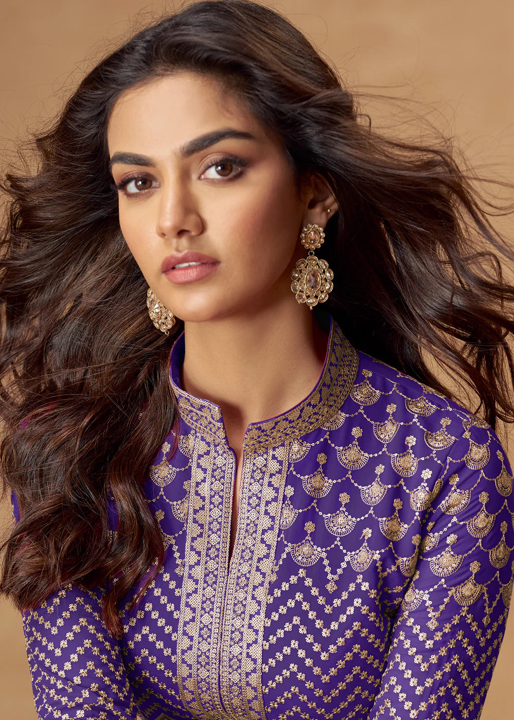 Purple Georgette Embroidered Anarkali Suit for Indian & Pakistani Occasions