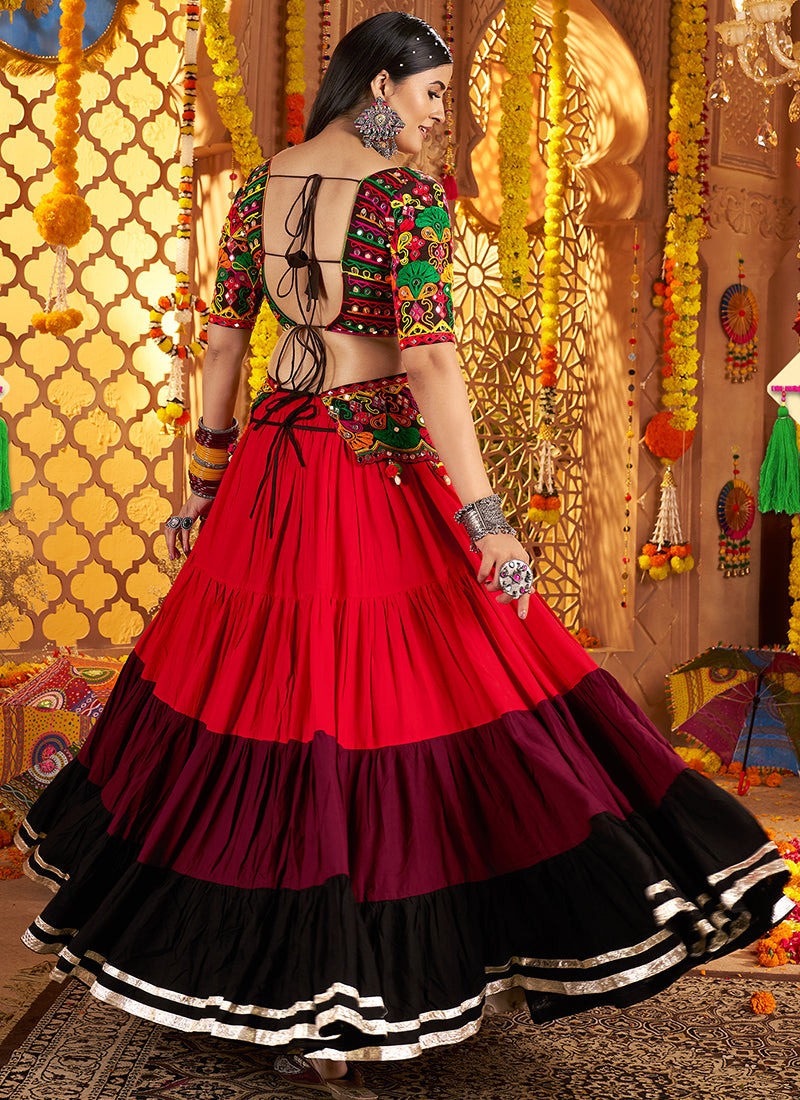 Multicolor Traditional Chaniya Choli with Black Dupatta for Navratri
