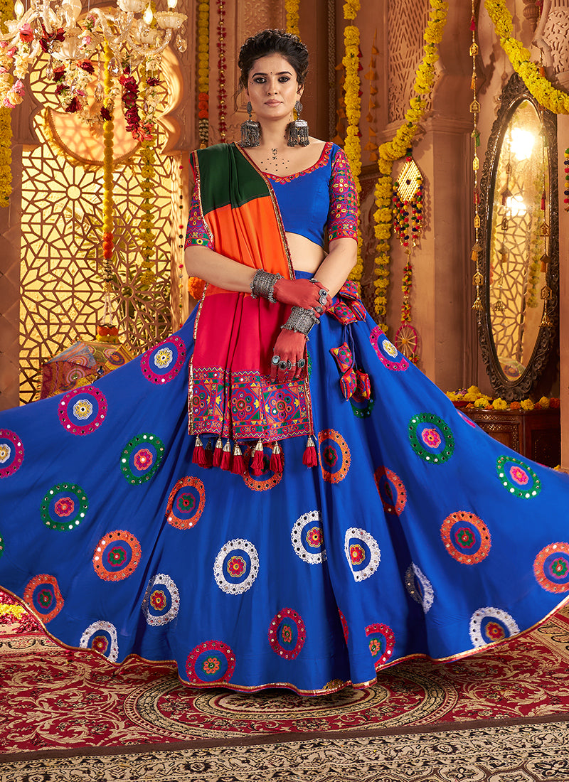 Blue Chaniya Choli with Mirror Work – Festive Outfit for Dandiya & Garba