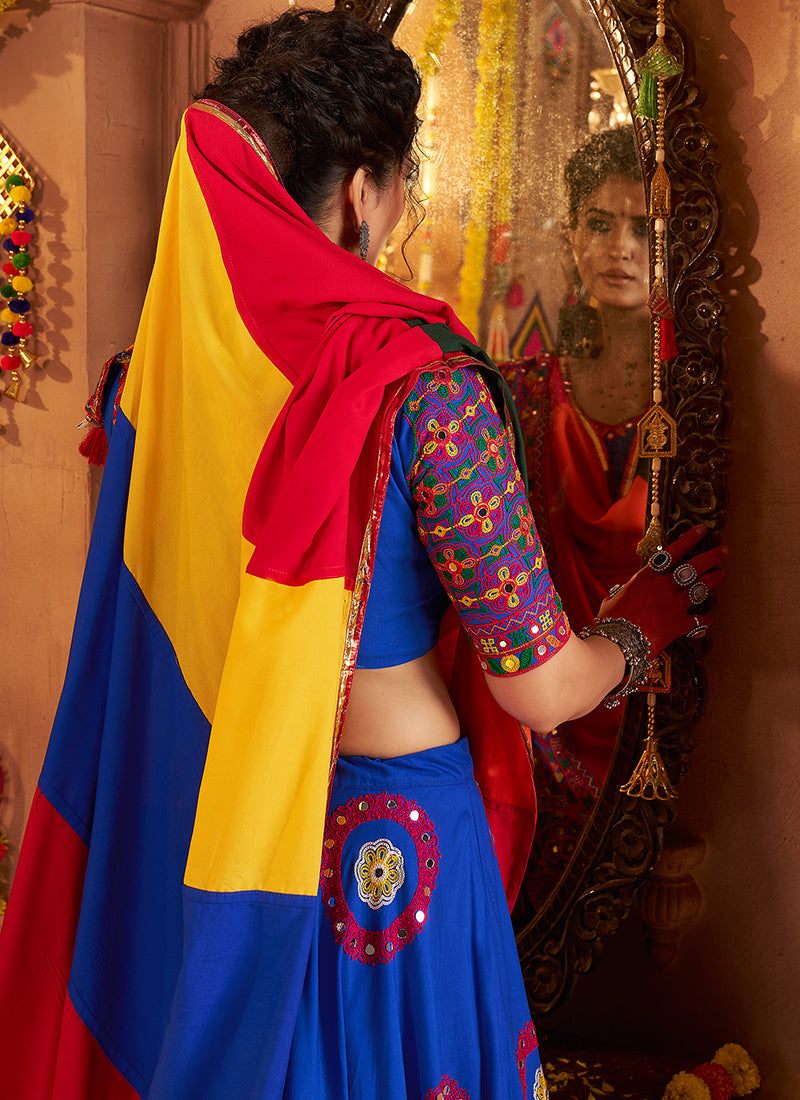 Blue Chaniya Choli with Mirror Work – Festive Outfit for Dandiya & Garba