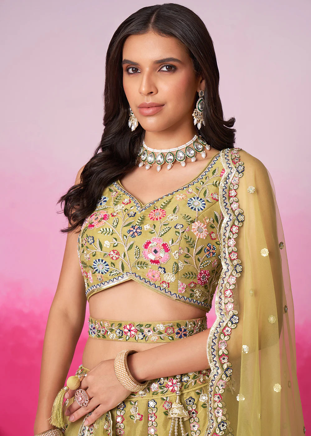 Buy embroidered Lehenga Choli for weddings and festivals.