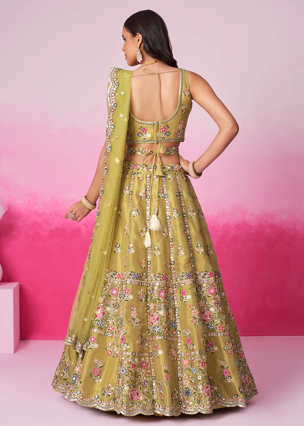Find occasion-ready Lehenga Choli with dupatta and designer details.